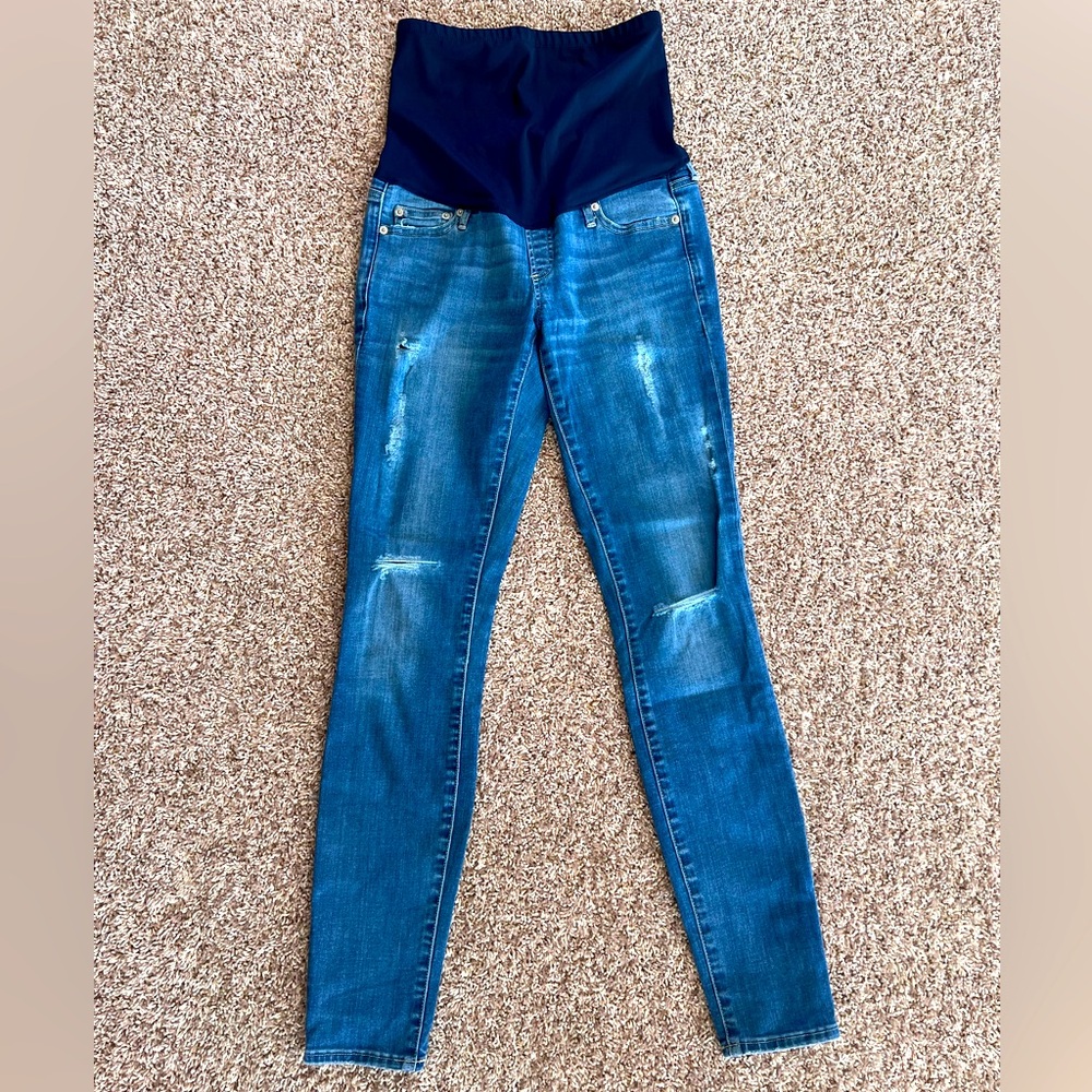 Gap Maternity Long and Lean Distressed Jeans
